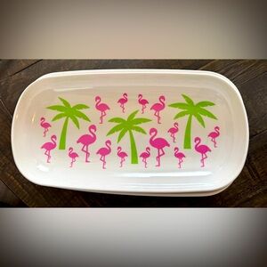 Temptations Set of 6 Flamingo Themed Oval Shaped Dishes - NWOT